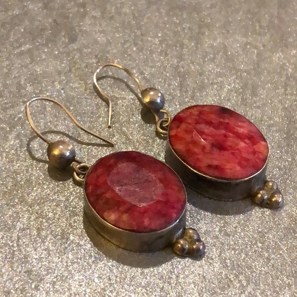 Kashmir Raw Ruby Earrings - Picture 5 of 11